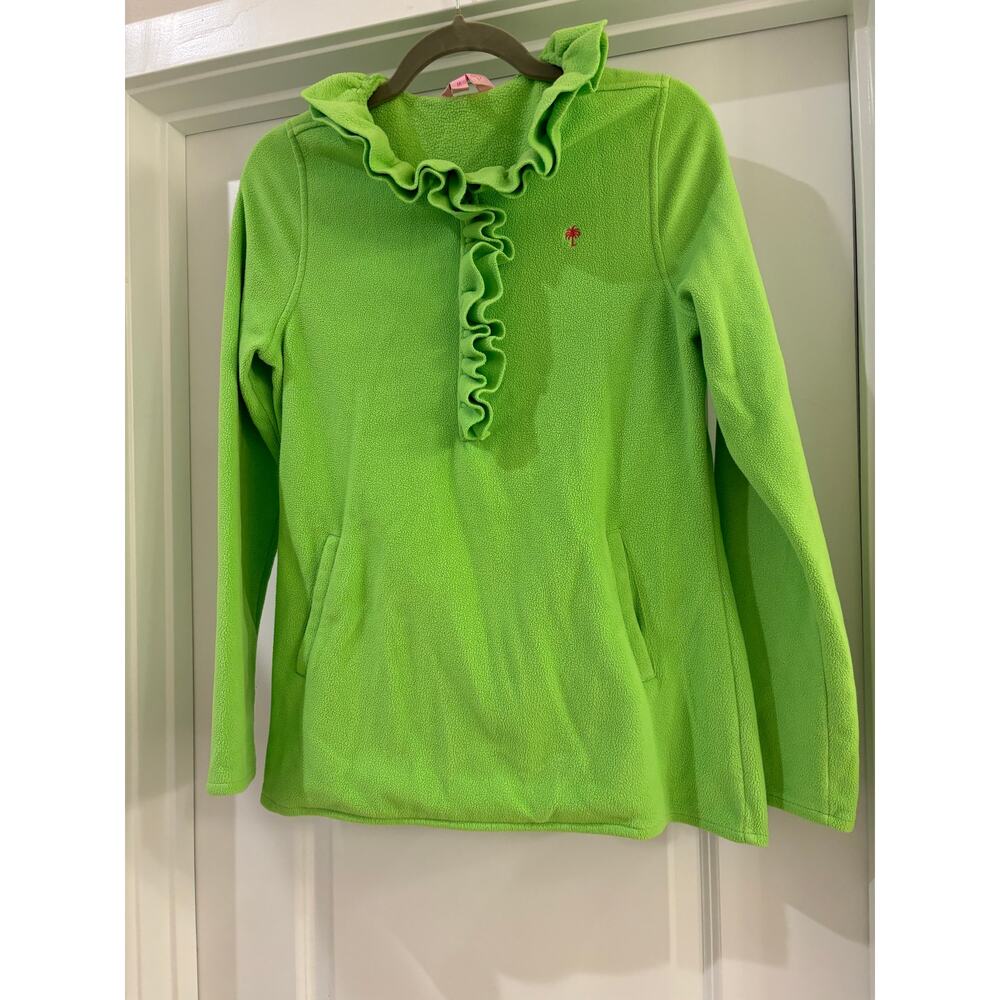 Lilly Pulitzer Lime Green Ruffle Collar Pullover Sweater